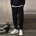 Men's Solid Plush Loose Elastic Waist Casual Sports Pants