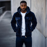 Men's Vintage Velvet Multi-Pocket Zipper Slim Fit Hooded Jacket