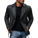 Men's Vintage Stone Pattern Leather Notched Lapel Slim Fit Blazer