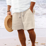 Men's Cotton Blend Striped Beach Drawstring Shorts