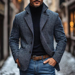 Men's Vintage Herringbone Notch Lapel Single Breasted Blazer