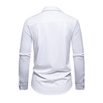 Men's Casual Lapel Slanted Placket Asymmetric Slim Fit Long Sleeve Shirt