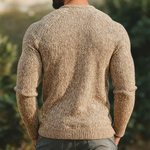 Men's Vintage Casual Knit Collarless Button-Down Shirt Cardigan
