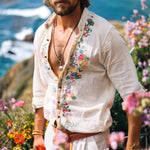 Men's Casual Vintage Embroidered Long Sleeve Shirt
