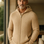 Georgio Hooded Cable Knit Beige