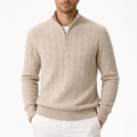 Lerano Cashmere Half-Zip Knit Beige