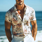 Men's Retro Casual Beach Hawaiian Floral Lapel Short Sleeve Shirt