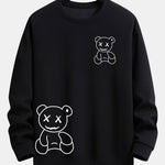 Line Shaped Bear Print Relax Fit Sweatshirt