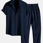 Muscle Fit Ribbed Button Up Shirt & Straight Leg Ribbed Pants
