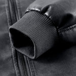 Fleece Lined Washed Distressed Leather Bomber Jacket